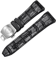 For Franck Muller V45 Series 28mm Nylon Genuine Leather Silicone Watchband Black Blue Folding Buckle