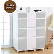 DAU 4 Tier Multi-Functional Home Wardrobe PP Plastic Drawer Cabinet Storage Organizer Space Saver =