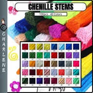 [1-40Colors] 100pcs 7-8mm (Size Tebal/Gebu) Colorful Chenille Stems Wire/Flower Wire Craft/Kawat Bul