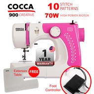 COCCA 900 Sewing Machine 10 Stitch Pattern 70W Heavy Duty Motor