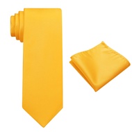 KOOELLE Mens Tie Set Solid Color 3.15" (8CM) Formal Tie and Pocket Square Set For Men