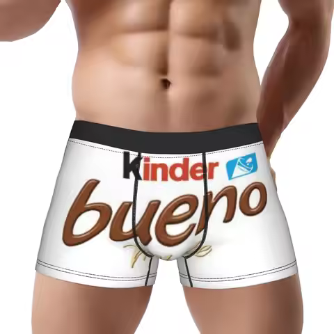 White Kinder Surprise Underpants Breathbale Panties Male Underwear Print Shorts Boxer Briefs