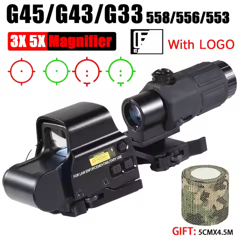 Hunting G33/G43 3X G45 5X Magnifier Folding Side Flap 558 556 553 Holographic Reflection Red Dot Sig
