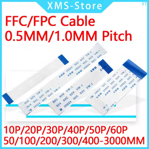 5PCS FPC FFC Cable Ribbon Flexible Flat 10P/20P/30P/40P/50P/60P Pitch 0.5MM 1.0MM 50/100/150/200/300