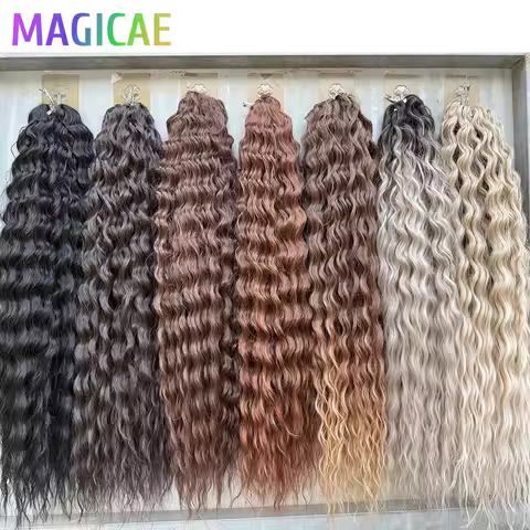 Magicae 3Pcs 300Grams 24Inches Ariel Deep Water Twist Crochet Curly Hair Piano Blond P12/16/613 Brow