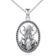 Eudora 925 Sterling Silver Triple Moon Goddess Necklace Dog Hecate Amulet Pendant vintage Triple God