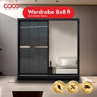 8 X 8 Wardrobe Sliding Door Wardrobe Anti-Jump Cabinet Clothes 8ft x 8ft/Almari Baju/Almari Baju Bes