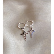 93_goodgift_station-Hoop sterling silver earrings Lock Circle starlight Hanging Suitable For Both Me
