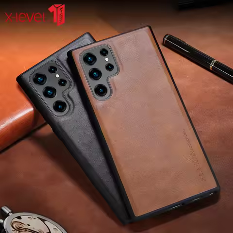 For Samsung Galaxy S25 Ultra /for Galaxy S23 Ultra Case X-Level Retro Leather Soft TPU Edge Back Cov