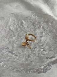 【VintageShop solo 日本直送中古包專賣店】Christian Dior   戒指 經典金色愛心造型 復古戒指