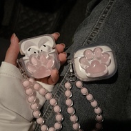 Pink Cat Feet Earphone Case i12 i11 i13 Cartoon Transparent Embossed 1 2 3 Bluetooth gen gen1 gen2 P