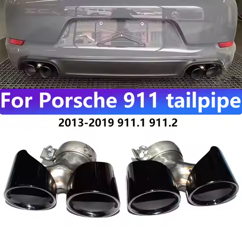 For 2011-2019 Porsche 911 Carrera 911.1 911.2 Exhaust Pipe Upgrade Stainless Steel Black Quad Muffle