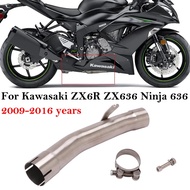 Slip On For Kawasaki ZX6R ZX636 Ninja 636 2009 - 2016 Motorcycle Exhaust Escape Stainless Middle Lin