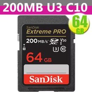 SanDisk 64GB 64G SDXC【200MB/s】Extreme Pro SD 4K U3 V30 相機記憶卡