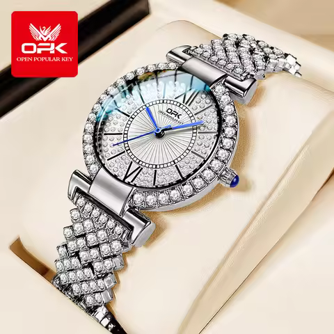 OPK Luxury Diamond Watch Women Diamond Stainless steel Strap Quartz Watch for Ladies