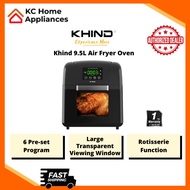 Khind 9.5L Air Fryer Oven | 1400W | Rotisserie Function | Auto Shut Down | 6 Programs | ARF9500 | 1 Year Warranty