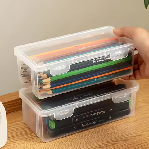 1/2Pcs Transparent Black Storage Box Large-Capacity Storage Box Office Supplies Storage Box Packagin