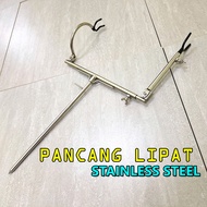 PANCANG STAINLESS STEEL PANCANG LIPAT KOLAM KELI PATIN GAME KELI ROD STAND