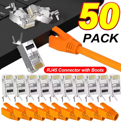 CAT6A Connector RJ45 Connectors Pass Through CAT6A CAT7 Shielded UL-Listed 3-Prong CAT7 Connector wi