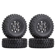 4PCS 49*18mm Beadlock Micro Crawler Wheel Rims Tires Set for 1/24 RC Crawler Car Axial SCX24
