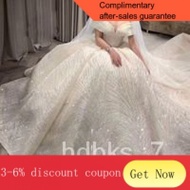 YQ57 Dream Starry Sky Bridal Gown2020New off-Shoulder Wedding Dress High Waist Luxury Trailing Dress