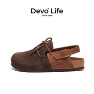 รองเท้าแตะส้นแบนหนังยาง Devo EVA สำหรับผู้หญิง ฤดูใบไม้ร่วง/ฤดูหนาว ส้นแบน สไตล์ลำลอง รองเท้าแตะส้นแ