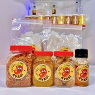 (200G BÁNH RÌA+TÓP MỠ) COMBO MUỐI BÉO BÁNH TRÁNG AVAGI (Bánh tráng rìa+muối béo+Tóp mỡ+sốt tắc+ruốc