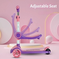Kids Scooter 2in1 Folding Scooter for kids 3 Wheel with LED Adjustable Seat for Children Scooter