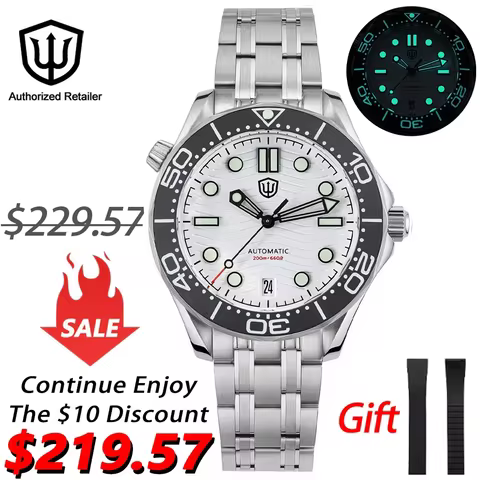 Watchdives WD007ST NTTD Watch NH35/NH38 Movement Domed Sapphire 200m Waterproof Fly Adjustment Clasp
