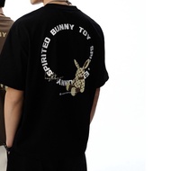 GXG Men's Clothing Trendy Ring Text Printed Pure Cotton Round Neck Short Sleeve American Black T-Shi