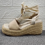 Foreign Trade Wedge Heel Genuine Leather Foot Pads Hemp Rope High Heels Womens 2023 New Waterproof P