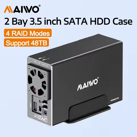 MAIWO 2.5/3.5 Inch SATA RAID HDD Docking Station USB 3.0 2 Bay External Hard Drive Case with 4 RAID 
