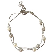Treeling Fashion Forward Double Layer Pearls Bracelet Classy Pearls and Diamonds Like Balls Bracelet
