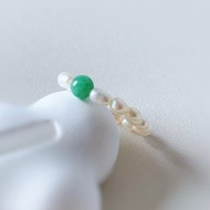 天然淡水珍珠配天然緬甸翡翠A玉圓珠戒指