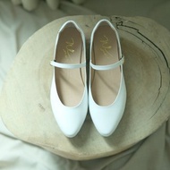 Mary Jane (白) White Low Heels | WL