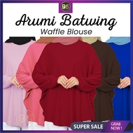 (BS) ARUMI WAFFLE BATWING STYLE TOP BLOUSE FREE SIZE / BAJU SWEATSHIRT BATWING COTTON WAFFLE BLOUSE 