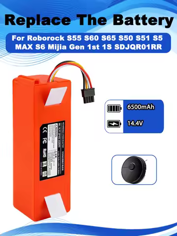 14.4V 6500mAh Replacement Battery For Roborock S55 S60 S65 S50 S51 S5 MAX S6 Mijia Gen 1st 1S SDJQR0