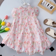 Bear Leader 2 3 4 5 6 7 Years Summer Flower Girls Princess Dresses Flying Sleeve O-neck Beach Party