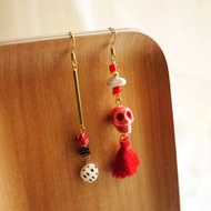 骷髏頭耳環-炙熱紅