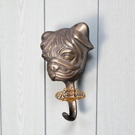 GANTUNGAN Antique Brass Bulldog Motif Clothes Keychain