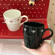 Simple ins bow ceramic mug Breakfast couple milk mug Office coffee mug