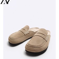 2025 ZARAˉ Authentic Family Summer New Zarzcxy Mens Shoes Pocket Cover Suede Leather Round Toe Platf