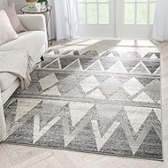 Well Woven Barbola Grey & Ivory Diamond Boxes Geometric Pattern Area Rug 8x10 (7'10" x 9'10")