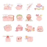 45 PCS Creative and Cute Cartoon Animals Pink Piglet PVC Boxed Stickers Student DIY Stationery Decoration Stickers Suitable for Photo Albums Diaries CupsMobile Phones Laptops Luggage Scrapbooks