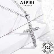 AIFEI JEWELRY Moissanite Sterling Women 925 Cross Chain Necklace Diamond Original Rantai Pendant 純銀項