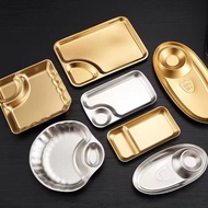 304 Stainless Steel Snack Plate with Dipping Seasoning Grid Dumpling Plate Creative Bar ktv Restaura
