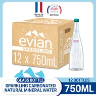 evian Sparkling Natural Mineral Water - Glass 12 x 750ml