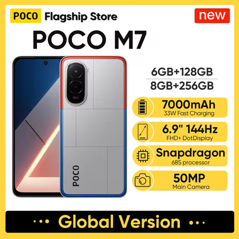 Global Version POCO M7 Original Smartphone Snapdragon 685 6.9" 144Hz FHD+ DotDisplay 50MP 7000mAh Ba