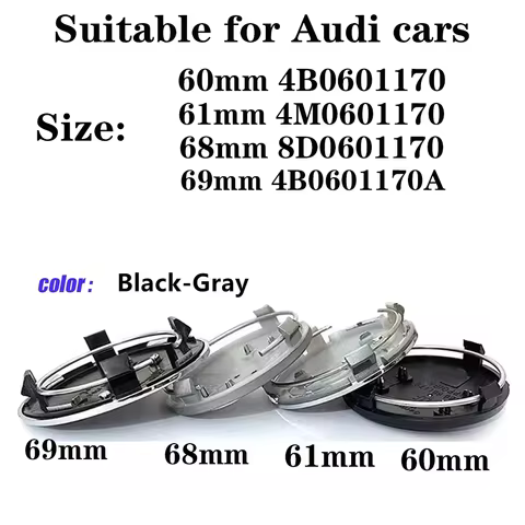 4pcs 60mm61mm69mm68mm Car Styling Wheel Center Cap Hub Replaced Covers For VOLVOAudi A3 A4 A5 A6 A7 