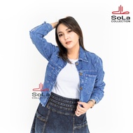 Qeea - Jeans Crop Blue Snow Jacket Women Al Size Kode 001